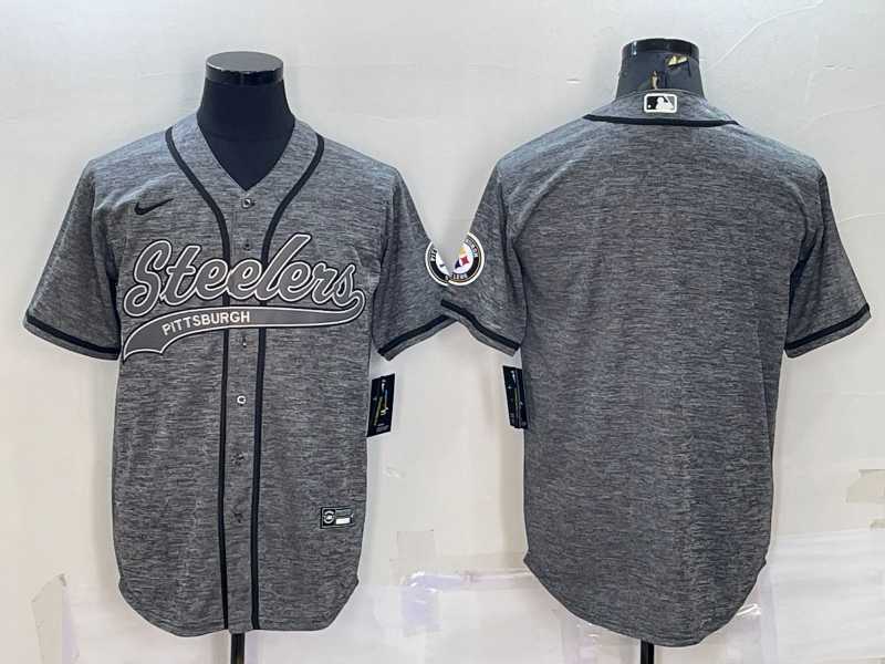Mens Pittsburgh Steelers Blank Grey Gridiron Cool Base Stitched Baseball Jersey